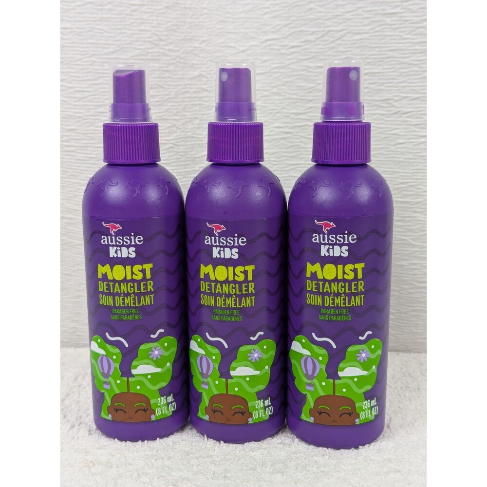 Aussie Kids - Moist Detangler Spray - Sulfate & Paraben Free - 8 oz - 3 Pack